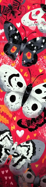 Free butterfly bookmarks of a butterfly in red and white theme